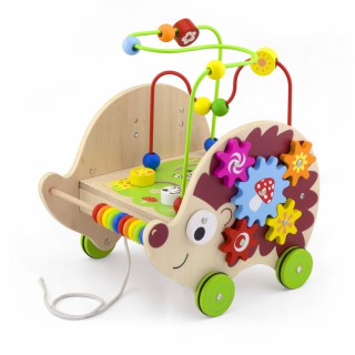 Žaislinis traukiamas medinis edukacinis ergoterapinis labirintas - mašinėlė 4in1 | Ežiukas | Viga 50012